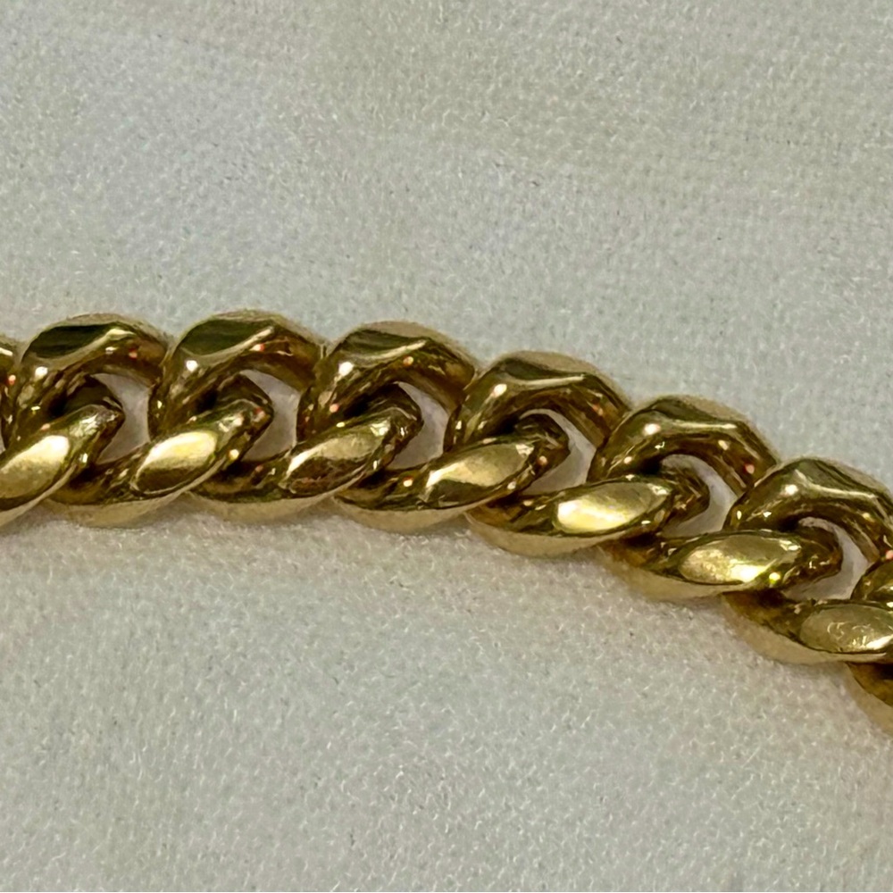 8 mm Solid Curb Link Chain Gold Tone Bracelet Lobster Clasp - Picture 4 of 9
